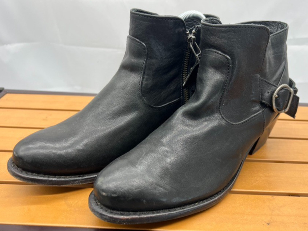 Sonora Ella Black Leather Moto Ankle Harness Booties Biker Western Size 9B